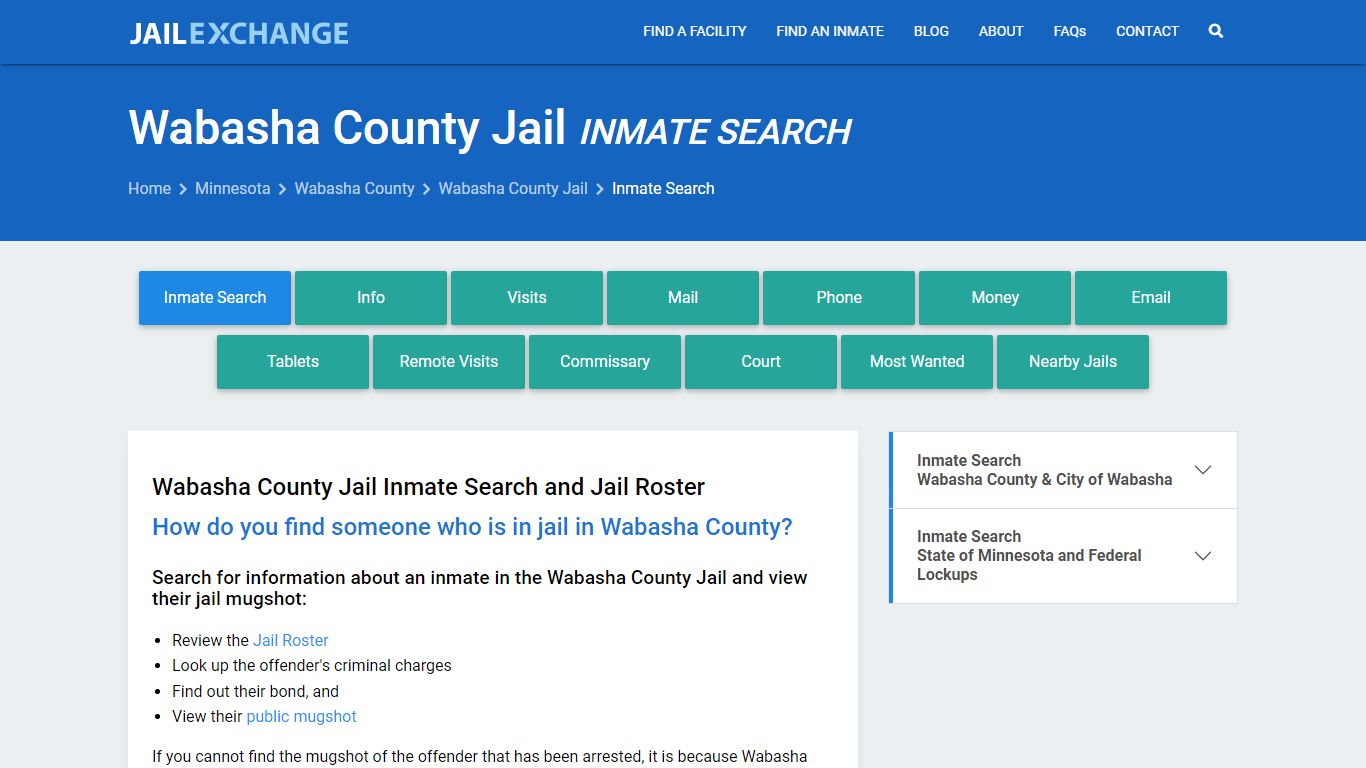 Inmate Search: Roster & Mugshots - Wabasha County Jail, MN
