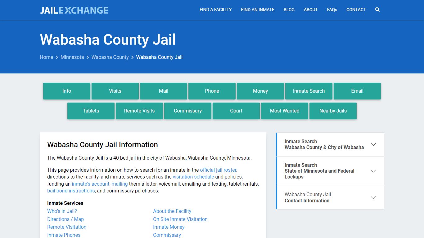 Wabasha County Jail, MN Inmate Search, Information